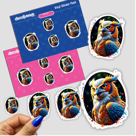 Sticker featuring A Cool Hybrid Hawk Owl, showcasing a detailed owl design. Available as a sticker or digital artwork, ideal for fans of unique, artistic decals from Decal Venue.