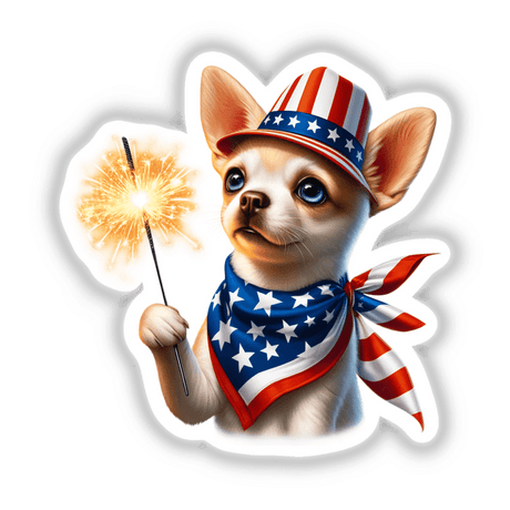 Chihuahua Dog Holding Sparkler 4th of July Patriotic