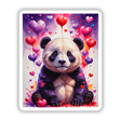 A Cute Panda Bear With Love Hearts surrounded by heart-shaped balloons, perfect as stickers or digital artwork, capturing a whimsical and affectionate design from Decal Venue.