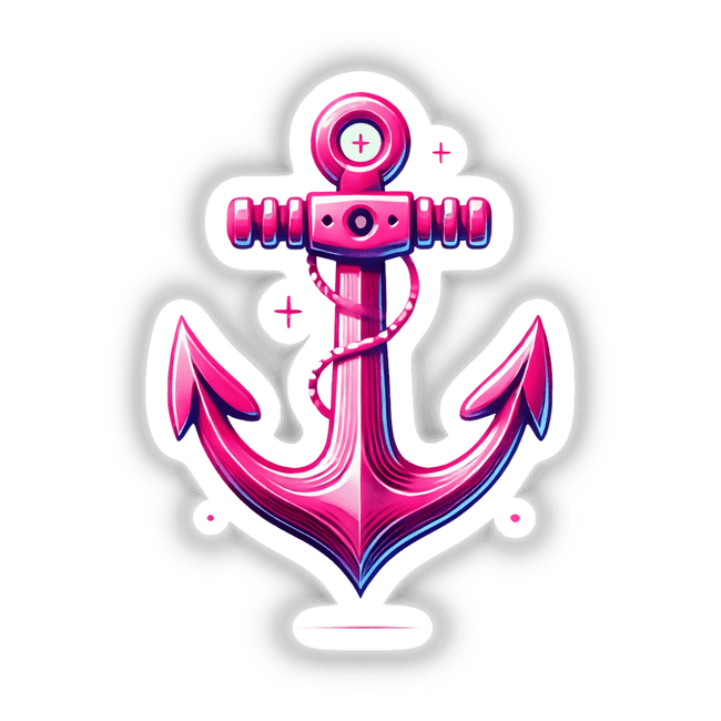 Pink Anchor for Hope and Stability sticker featuring a detailed pink anchor wrapped with a rope, available as both stickers and digital artwork.