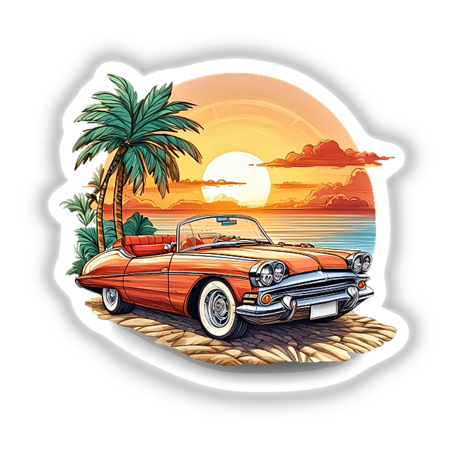 Classic Car Sunset Stickers & Digital Art | Decal Venue