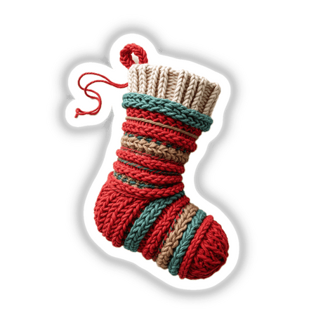 Yarn Christmas Stocking features intricate knitting details, showcasing a classic design ideal for festive decor. Available as stickers or digital artwork, this piece embodies Decal Venue's unique charm.