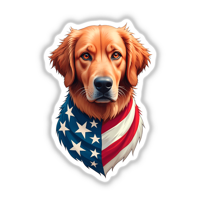 A Cool American Flag Golden Retriever