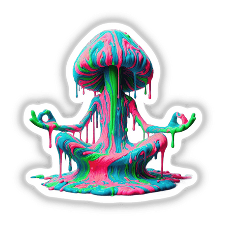 Psychedelic Zen Mushroom - Vibrant Dripping Meditation: A colorful slime in a mushroom shape, available as unique stickers or digital artwork, embodying a creative and artistic essence.