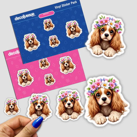 Cute Cocker Spaniel Dog Wearing a Flower Crown