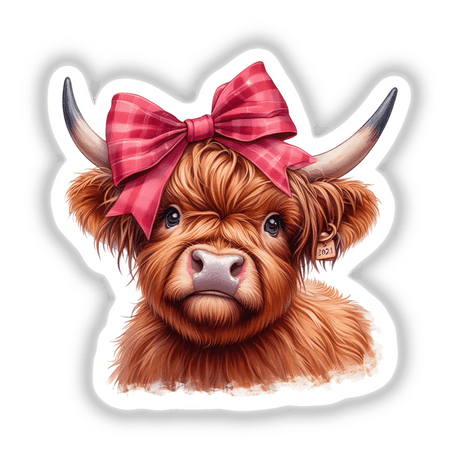 Highland Cow with Big Pink Bow
