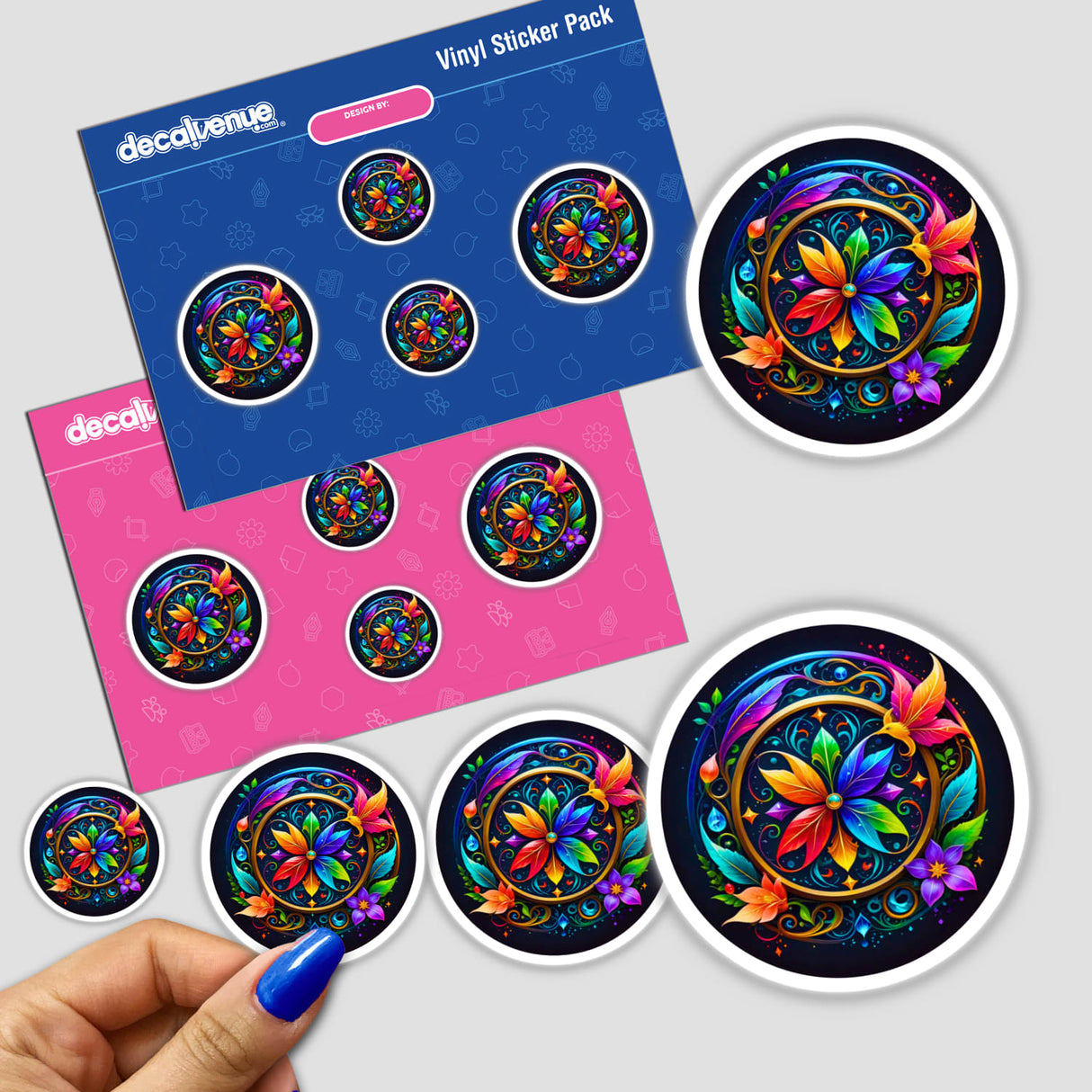 Shield of Loyalty stickers featuring intricate, colorful flower designs, perfect for adding a touch of unique digital art to your collection. Available at Decal Venue.