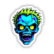 Cool Neon Punk Zombie Skull illustration featuring a cartoon skull with vivid details, available as stickers or digital artwork, capturing the edgy essence of Decal Venue's unique collection.