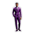 Handsome Male Model in a stylish purple suit, available as a sticker or digital artwork from Decal Venue, showcasing unique fashion-inspired designs.