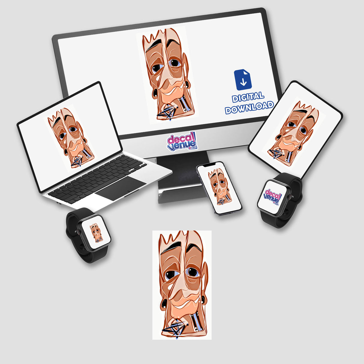 Sancho Says: Computer monitor and laptop with cartoon faces, available as fun stickers or digital artwork, perfect for adding personality to your devices from Decal Venue.