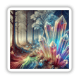 Crystal Forest - Trees Growing from Transparent Crystals showcases vibrant crystal formations in a forest, available as stickers or digital artwork from Decal Venue.