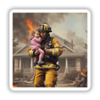 Hero Series 3: A firefighter cradling a baby, available as stickers or digital artwork.