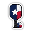 Pickleball Paddle Texas Theme featuring a star emblem from a red, white, and blue flag. Available as a sticker or digital artwork, embodying Decal Venue's unique vinyl sticker and digital art offerings.