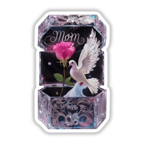 Mom Crystal Box with Dove and Rose