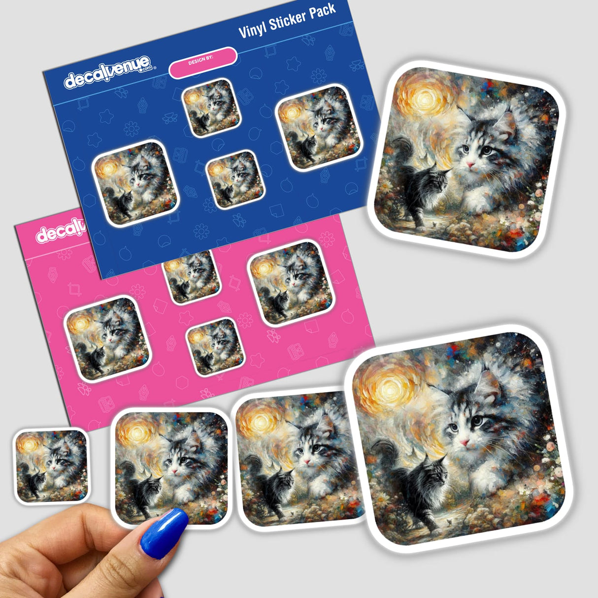 Maine Coon Kitty 2 stickers featuring charming cat illustrations, perfect for adding a playful touch to your items. Available as both stickers and digital artwork.