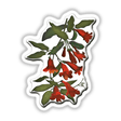 American Wild Flowers sticker featuring a detailed close-up of a red flower and green leaf, available as a sticker or digital artwork from Decal Venue.