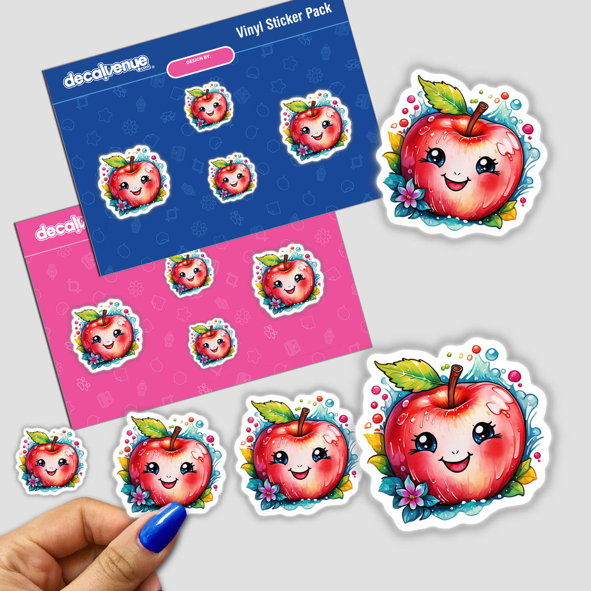 Cute Smiling Apple stickers featuring cartoon apples with happy faces, available as part of Decal Venue's unique sticker and digital art collection.