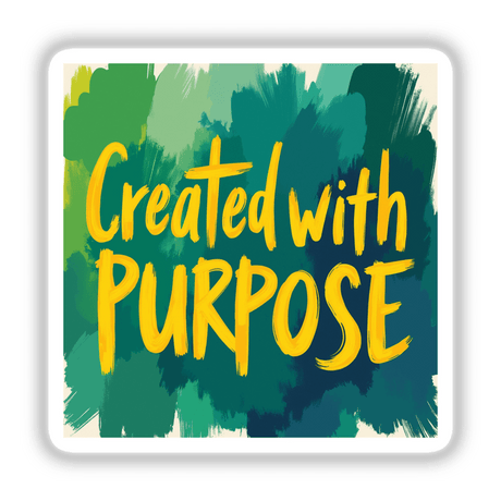 Created with Purpose - Genesis 1:27 Christian Sticker, featuring a striking graphic design with inspirational text, available as a sticker or digital artwork from Decal Venue.