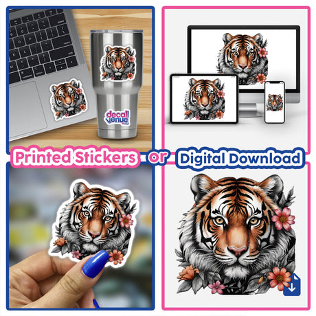 Tiger Portrait Floral Accents PA33