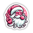 Peace Out Retro Pink Bubblegum Santa Claus illustration, available as stickers or digital artwork, featuring a cartoon Santa with a whimsical expression, part of Decal Venue's unique collection.