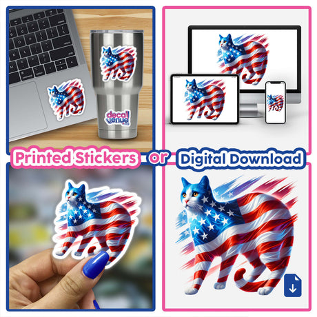 Patriotic Cat American Flag Stars Stripes