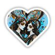 Lovely Couple in Heart Shape: An artistic depiction of two women within a heart shape, available as stickers or digital artwork, showcasing the creative essence of Decal Venue's unique offerings.