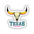 Texas USA Skull Design featuring a bull skull with prominent horns, available as unique stickers or digital artwork from Decal Venue.