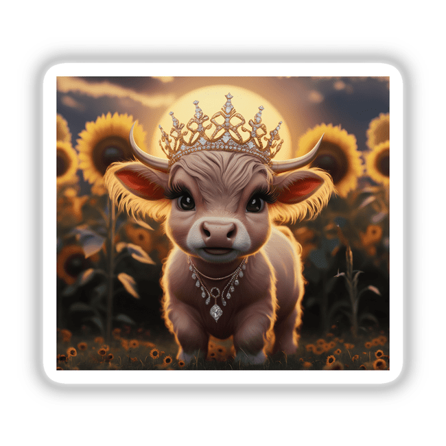 Baby Highland Cow Crown Sunflowers