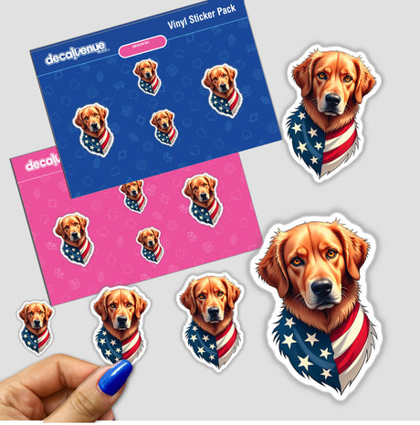 A Cool American Flag Golden Retriever