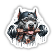 Muscular Pitbull Dog Lifting Barbell, Tattoo Design Digital Art