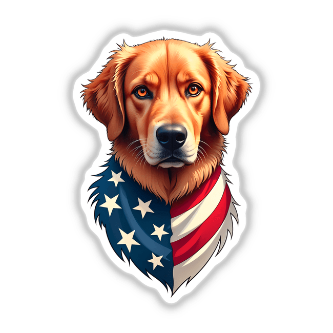 A Cool American Flag Golden Retriever