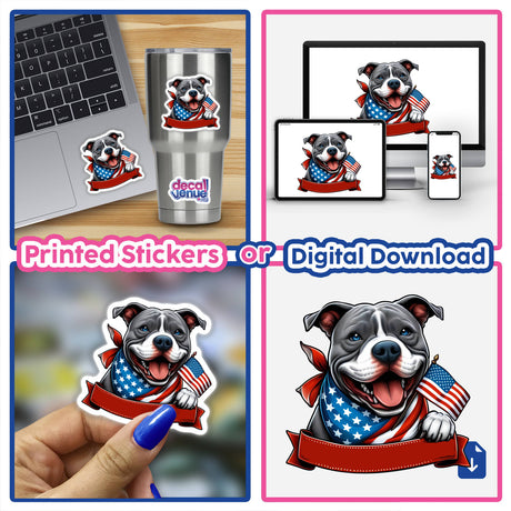 American Pitbull Dog Pride - Patriotic pitbull dog design available as stickers or digital download