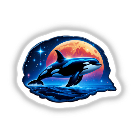 A Cute Magical Orca swimming gracefully, depicted as either stickers or digital artwork, highlighting its enchanting presence as part of Decal Venue's unique collection.