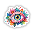 Third Eye Vision: A vibrant eye surrounded by intricate floral designs, available as stickers or digital artwork.