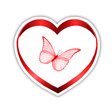 RED HEART RIBBON WITH PINK BUTTERFLY