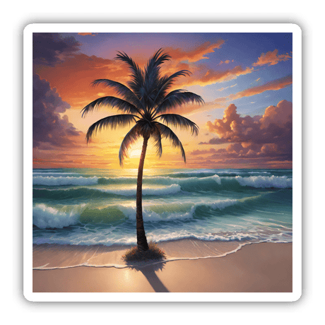 Tropical Palm Tree Beach Sunset