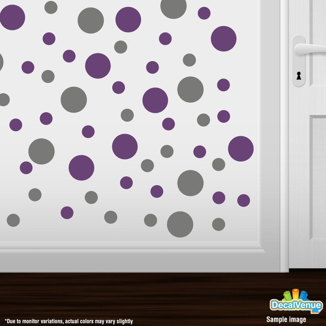 Grey / Purple Polka Dot Circles Wall Decals