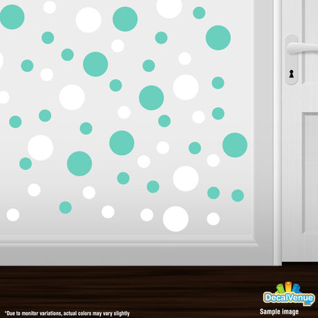 Mint Green and White Polka Dot Circles Wall Decals