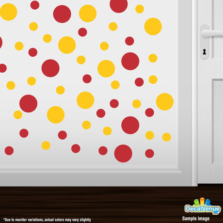 Vibrant Yellow and Red Polka Dot Circles Wall Decals