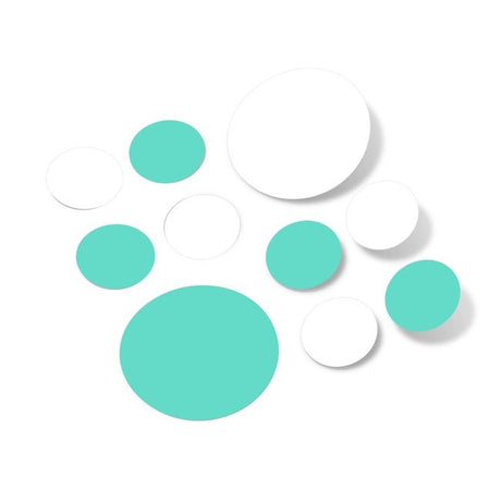 White and mint green polka dot circles wall decals