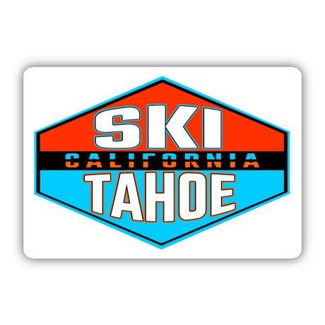 Colorful Ski Tahoe digital artwork sticker depicting the iconic Tahoe region ski destination