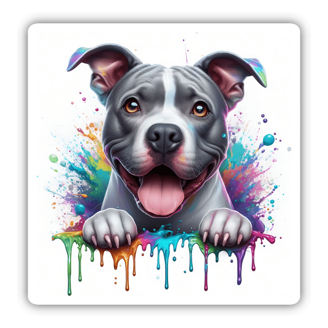 Peeking Holographic Paint Drip Pitbull