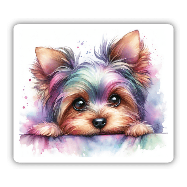 Watercolor Peeking Yorkie