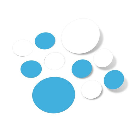 White / Ice Blue Polka Dot Circles Wall Decals