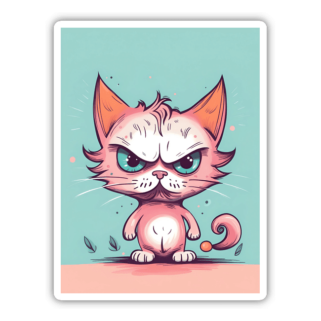 Adorable yet Angry Digital Feline Artwork