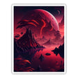 Red Landscape with flying Dragons