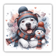 Bundled Up Winter White Snowman Pitbull