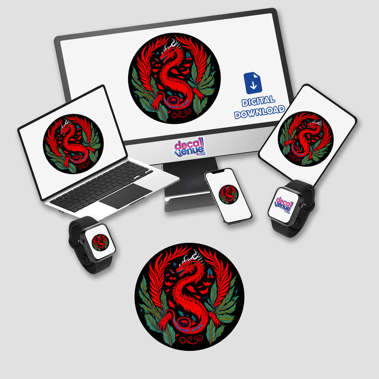 RED DRAGON BADGE round