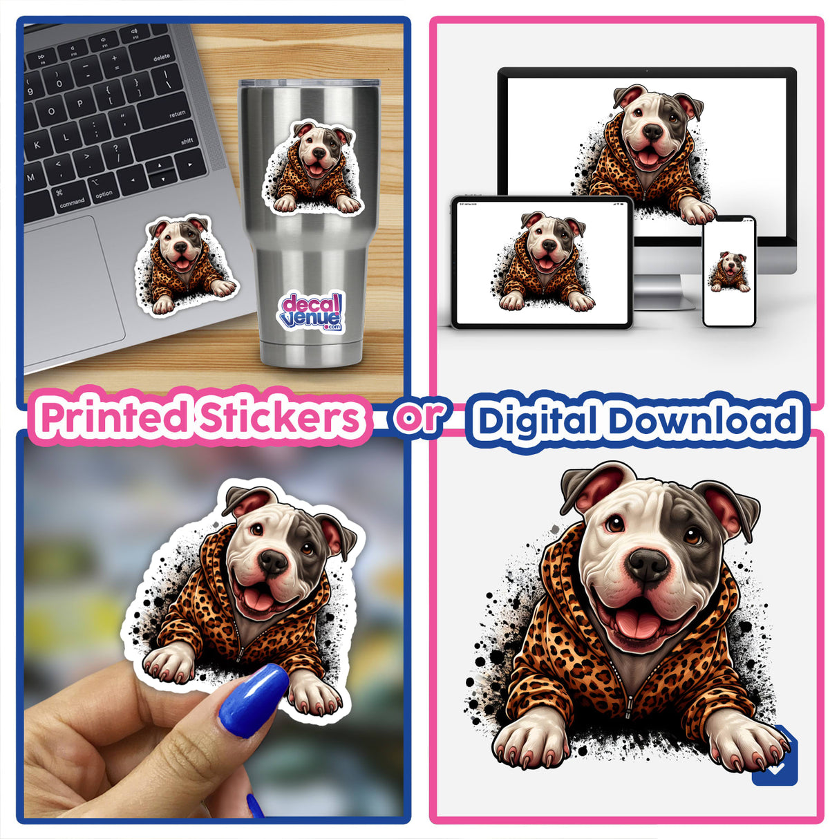 Eye Patch Pitbull Dog with Leopard Jacket – Decal Venue