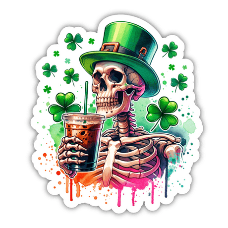 St Patrick's Day Skeleton Sticker